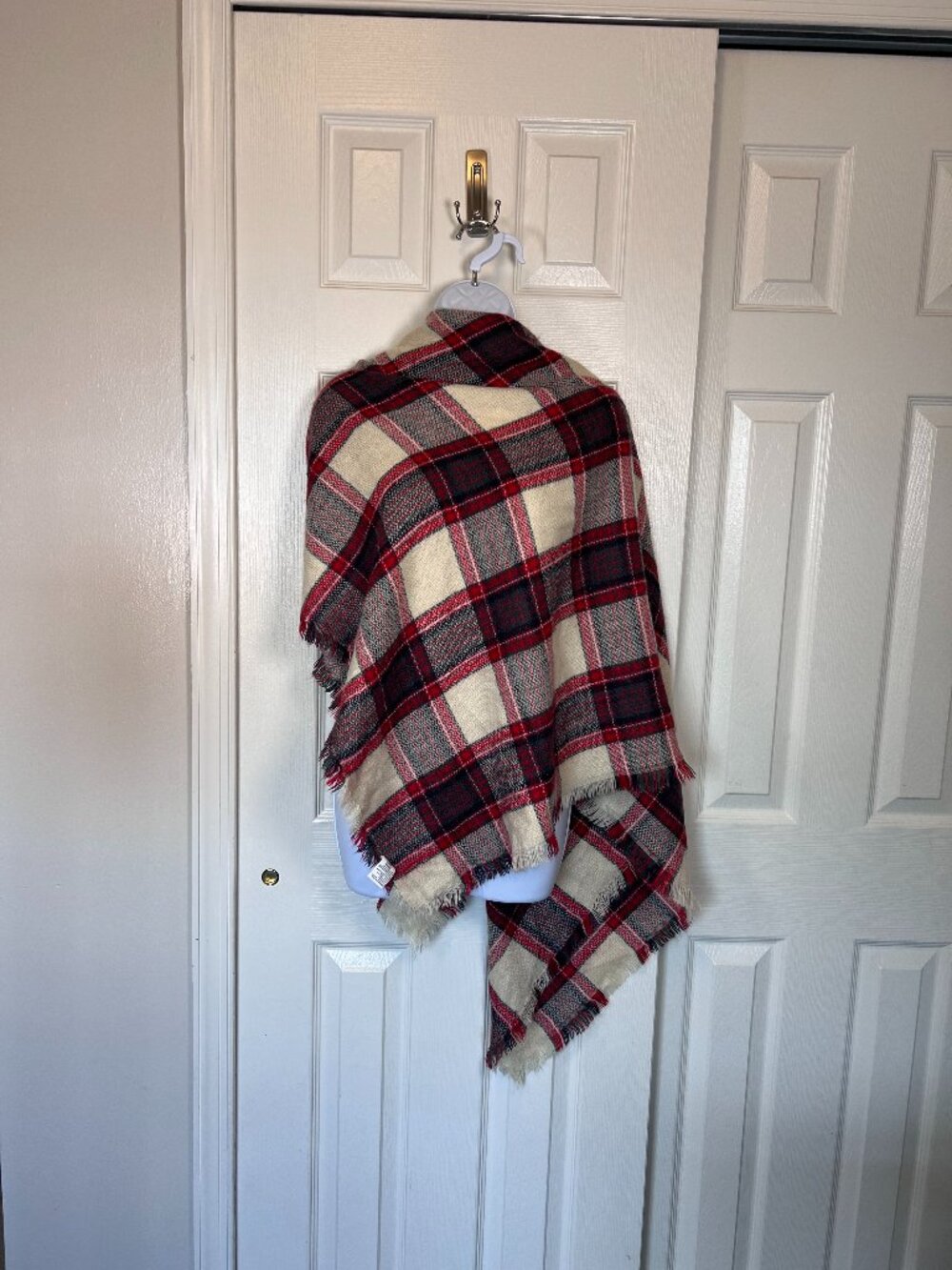 BP Tradition Plaid Blanket Scarf Red Black 55" by 55" Cozy